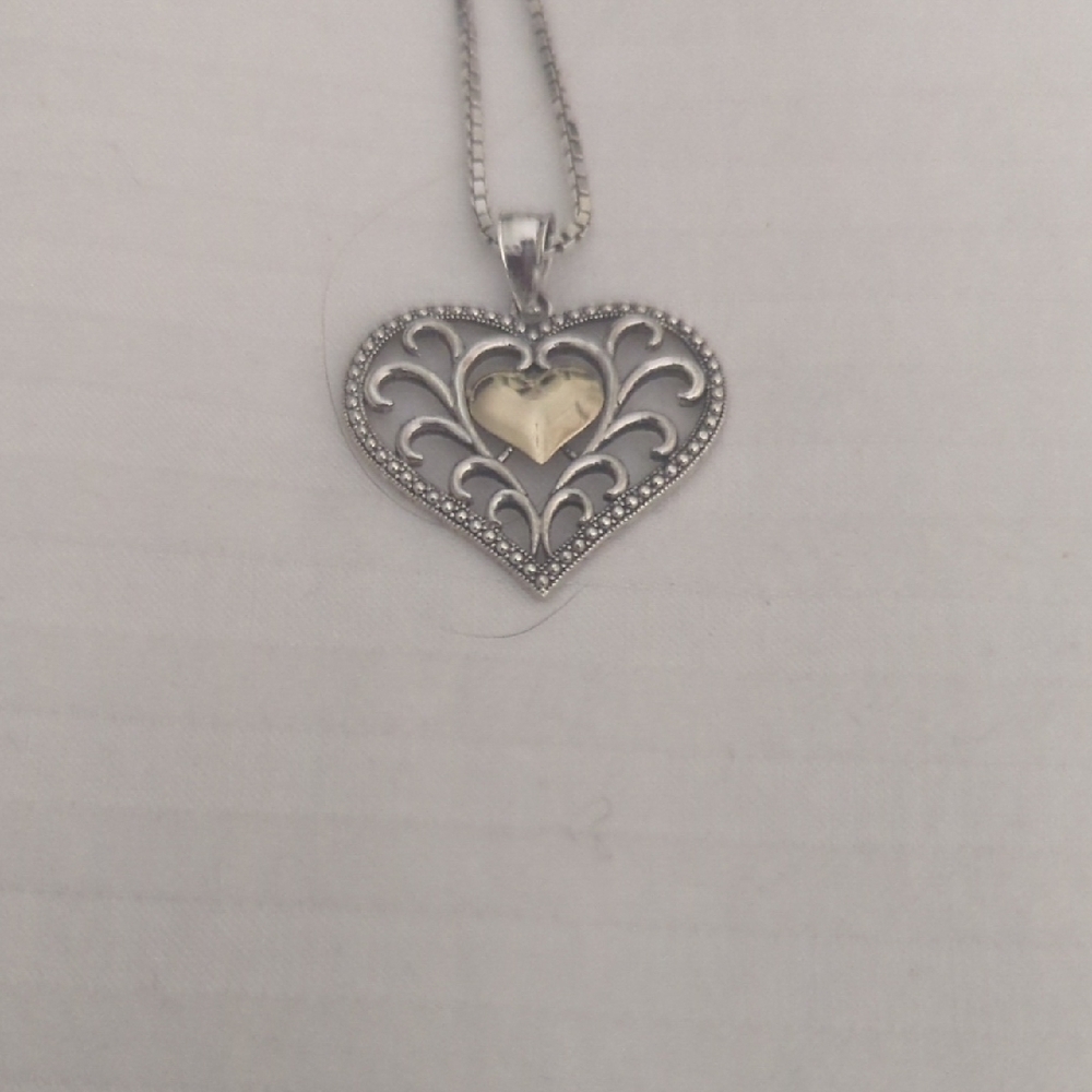 Sterling Silver Pendant With 10k Gold Heart